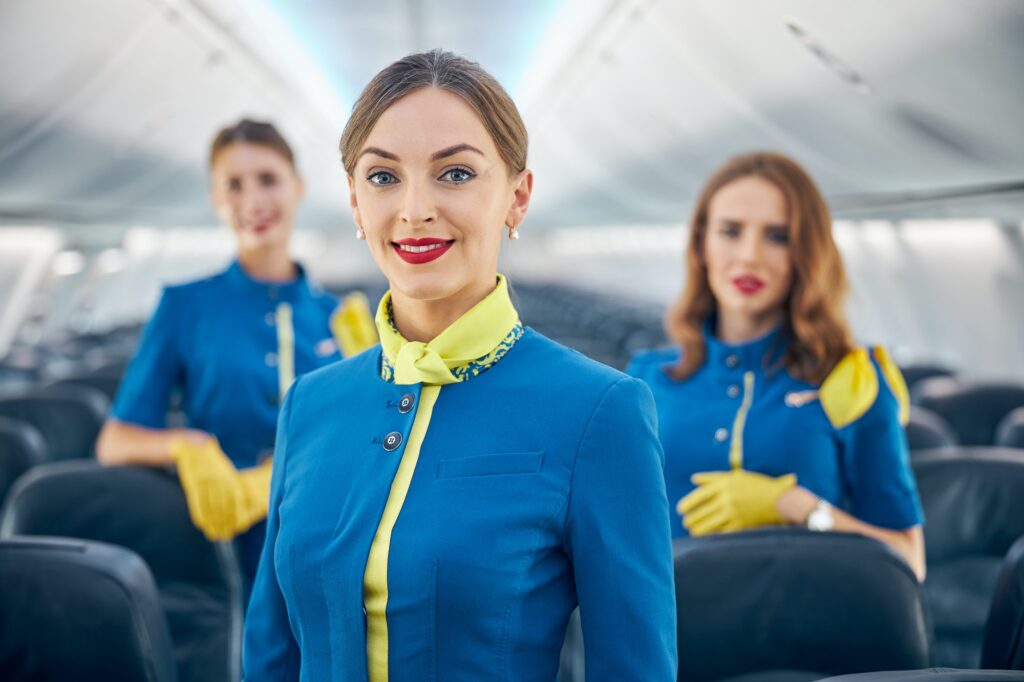 Cabin crew ready to support ICAO English training and flight success